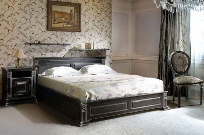 Спальня «Верди Люкс» массив дуба черный с серебряной патиной
